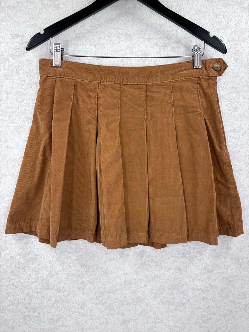 American Eagle NWOT Camel Cotton Corduroy Pleated A-line Mini Skirt, 10